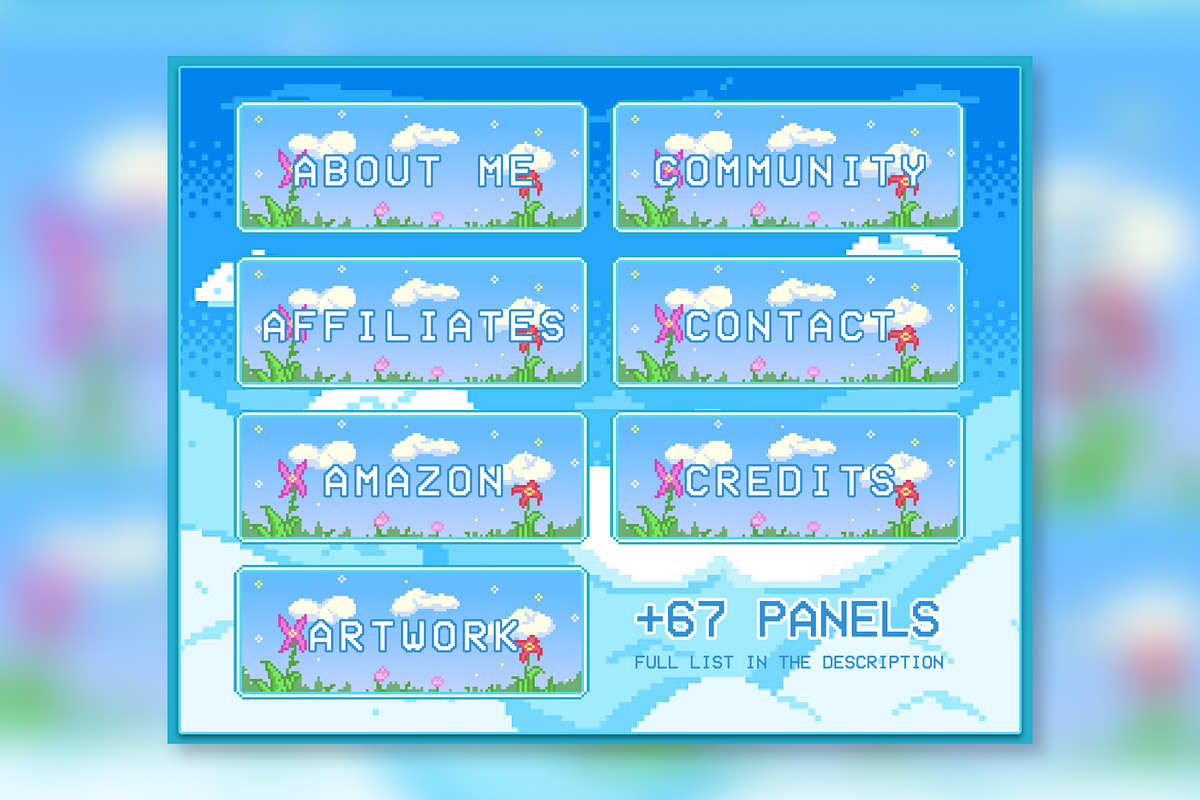 74x Sky Pixel Panels for Twitch, an Illustration by Custom Fonts & Patterns (Photo 7 of 7)