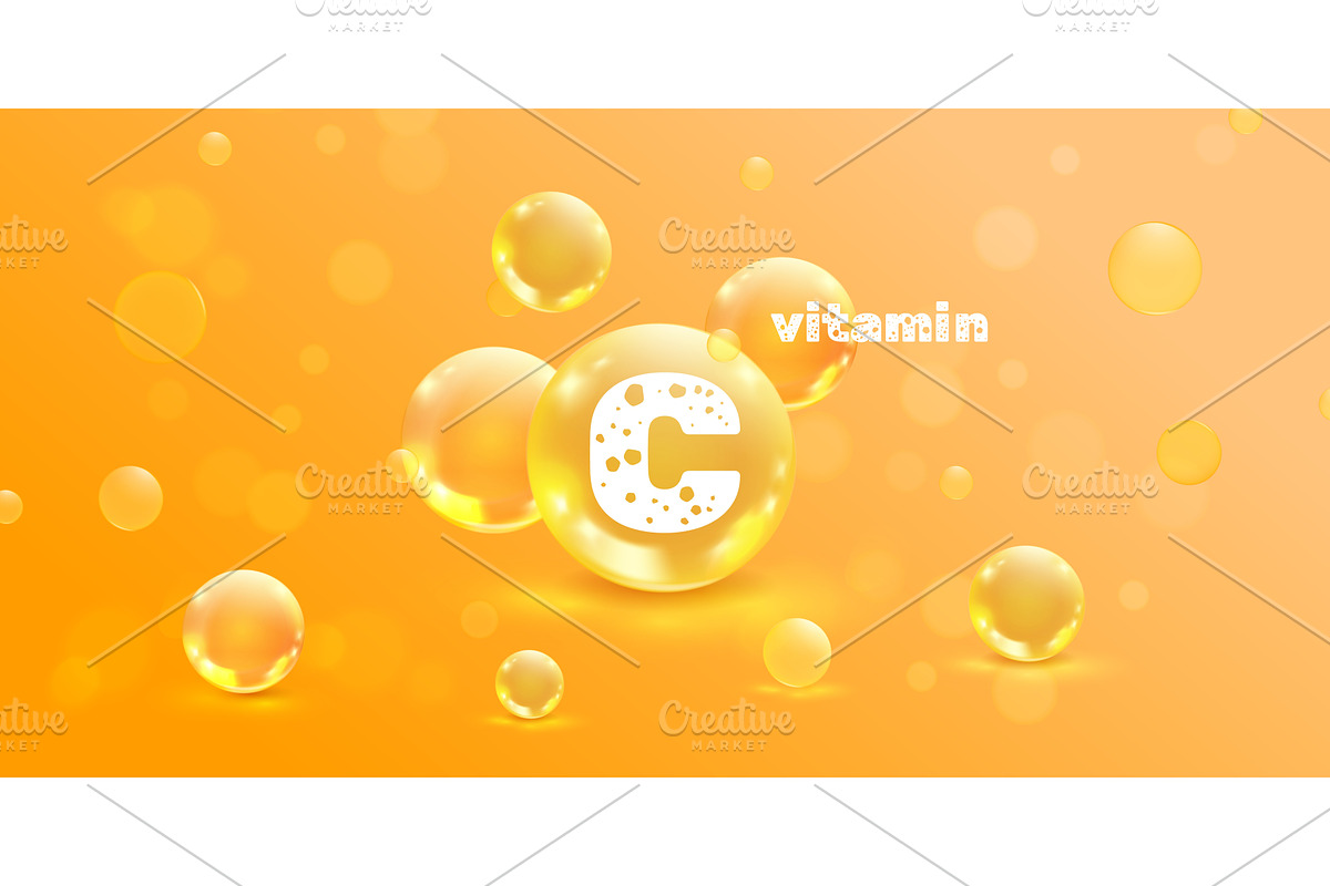 Vitamin c molecule. Realistic, a Food Illustration by Stock-Smart-Start