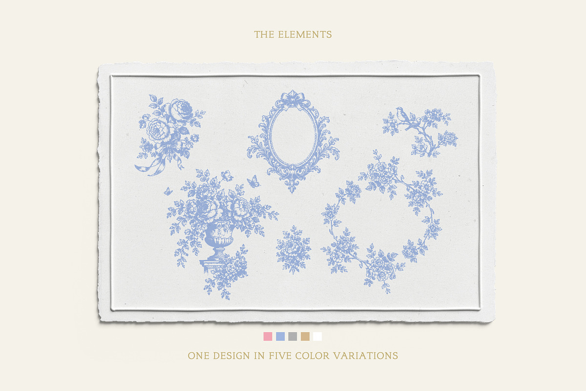 Toile de Jouy 01 Blue Floral Pattern, a Pattern Graphic by Euonia Meraki (Photo 4 of 20)
