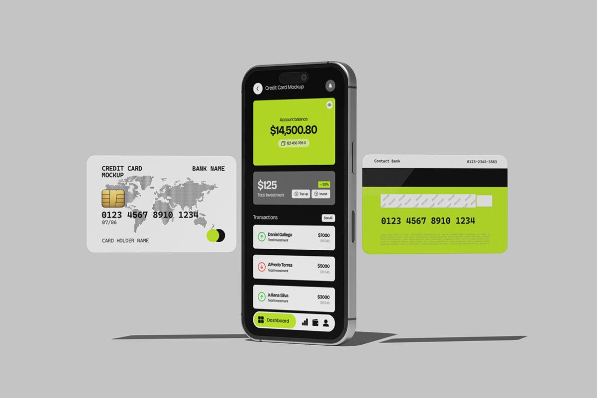 iPhone and Credit Card Mockup, an iPhone Mockup by Pexelyou (Photo 4 of 6)