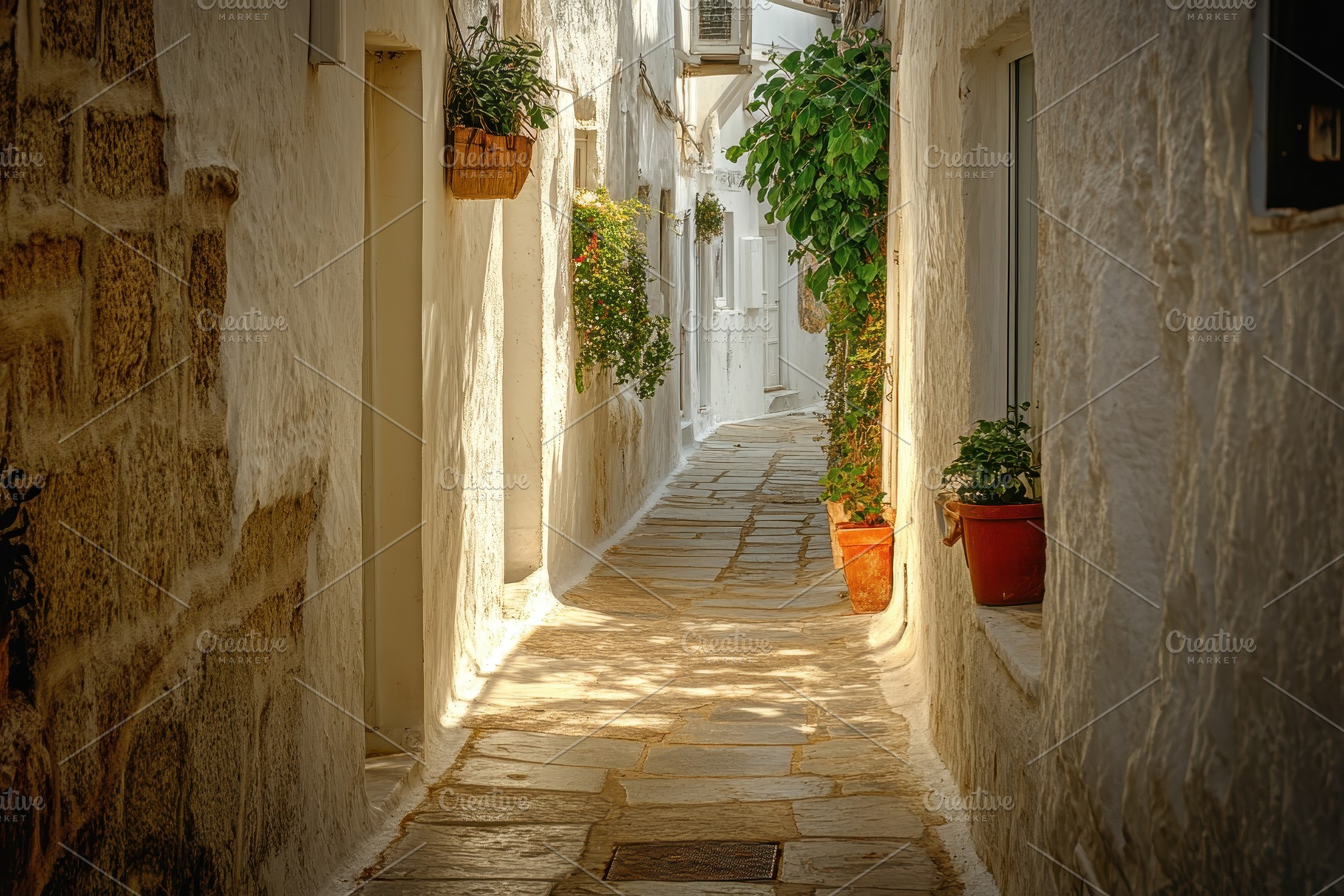 Charming narrow street in Paros Isla, a Photo by Iftikhar Alam