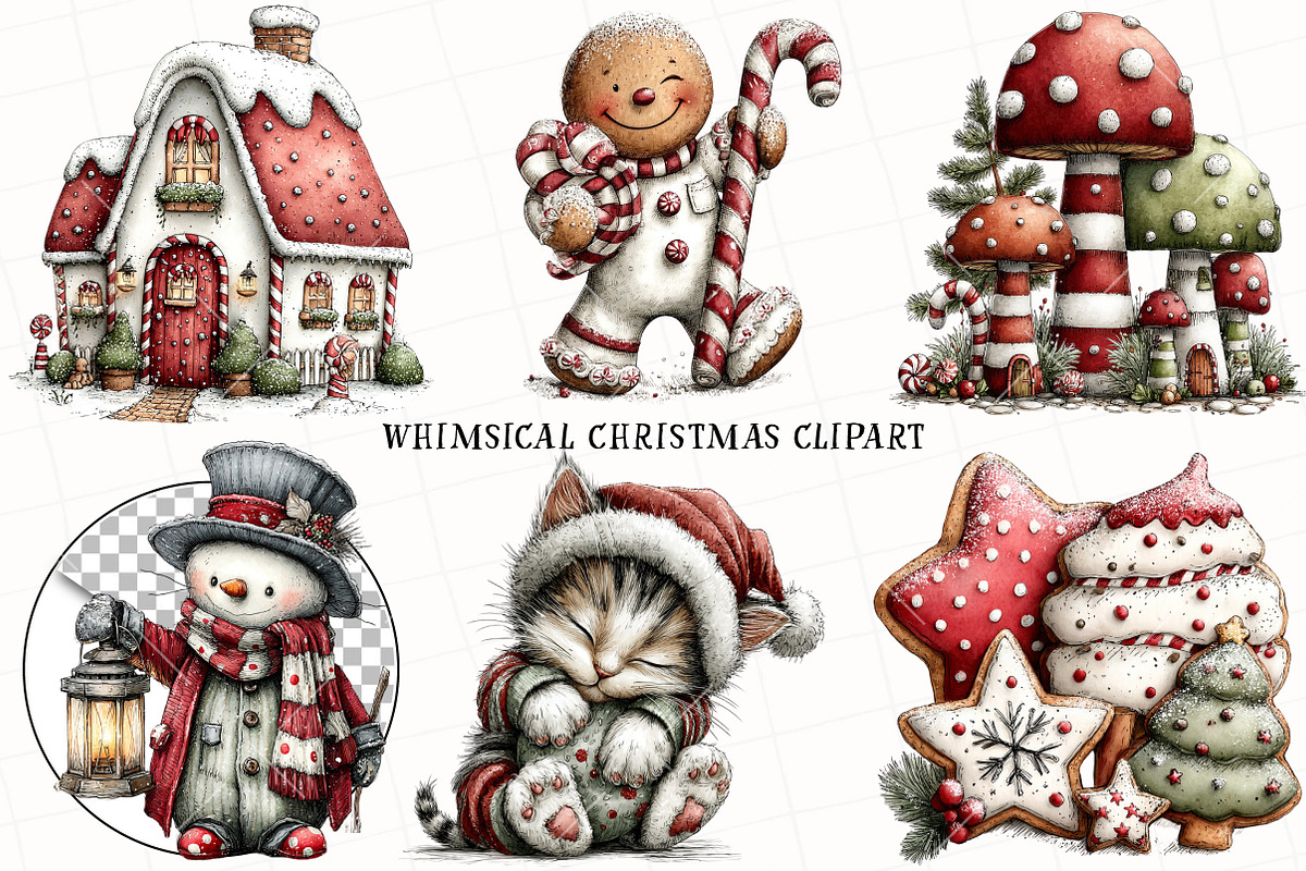 Whimsical Christmas Clipart, an Illustration by OK Design (Photo 2 of 6)
