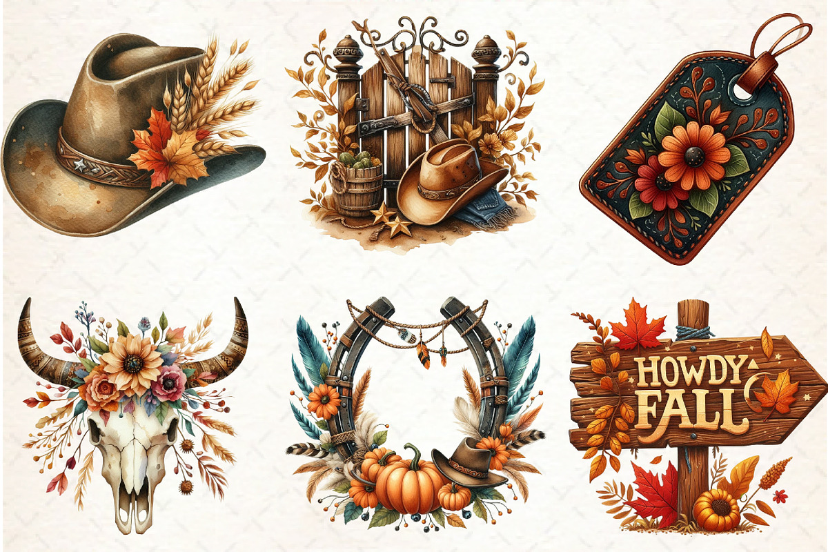 Cowboy Autumn Clipart, an Illustration by Libby Wishes (Photo 2 of 7)