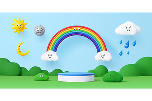 3d kids podium stage, a Decorative Illustration by Buch&Bee
