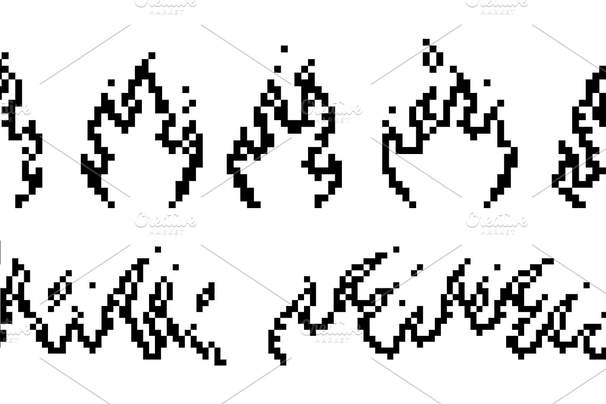 Black fire flames icons. Pixelated, an Object Graphic by LadadikArt (Photo 2 of 3)