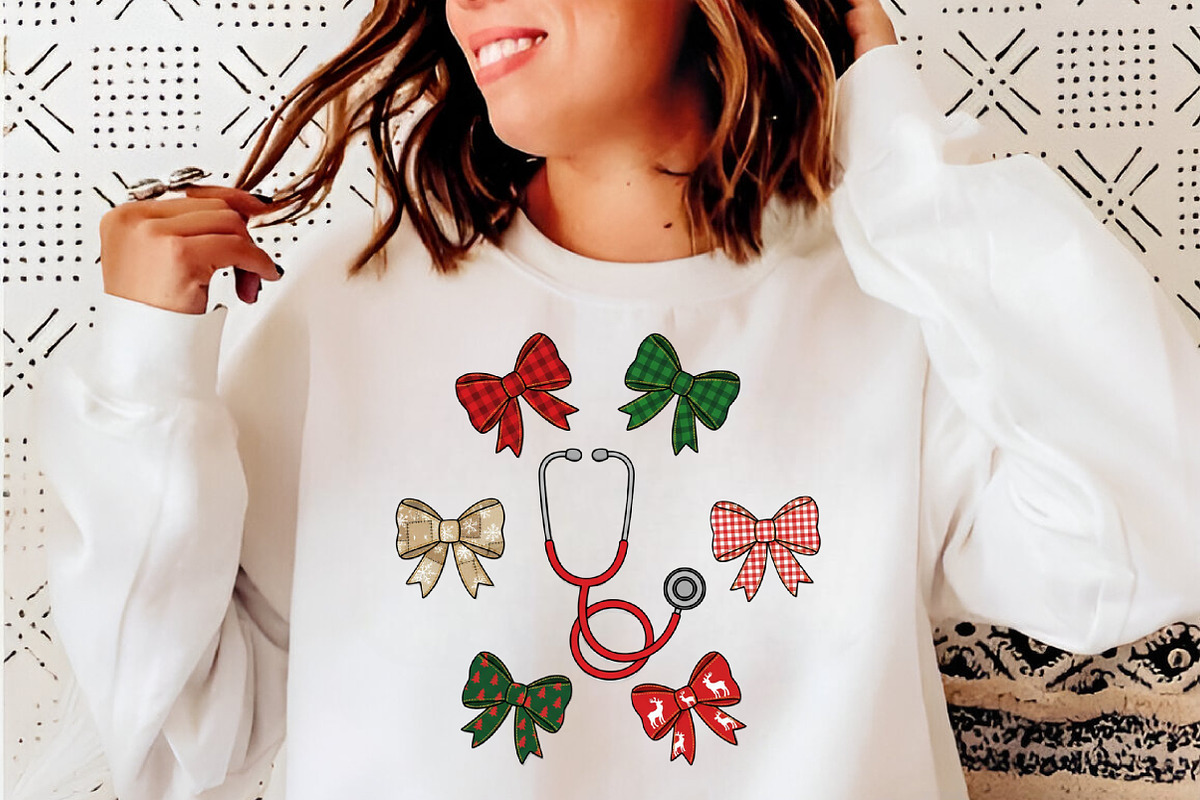Patchwork Christmas Nurse Bow Png, an Illustration by SinaCreation (Photo 6 of 7)