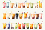Bubble Tea Watercolor Clipart, a Food Illustration by Anna Design Studio (Thumbnail 5 of 11)