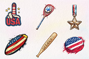 Patriotic Sports Elements Clipart, an Illustration by CreationArt (Thumbnail 4 of 5)