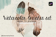 Watercolor brushes set for Procreate, a Brush Add-On by Eliza Moreno Illustration (Thumbnail 1 of 3)