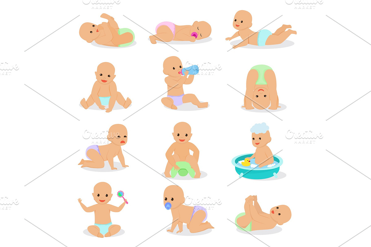 Baby vector newborn infant child, a Healthcare Illustration by KitVector