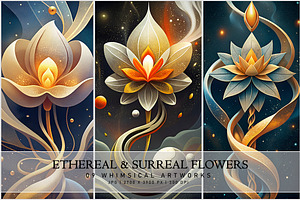 Ethereal and Surreal Flowers, a Decorative Illustration by Digital Art Creations