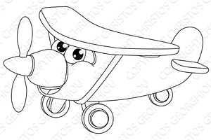 Aeroplane Cartoon Coloring Book, a Transportation Illustration by Christos Georghiou