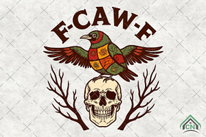 Patchwork F-Caw-F Raven PNG, an Illustration by Craft Nest