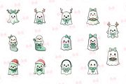 Coquette Christmas Ghost Clipart, an Illustration by Markicha Art (Thumbnail 5 of 6)