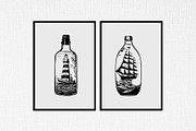sailboat in bottle stencil v1, a Decorative Illustration by TaKong Magics (Thumbnail 2 of 5)