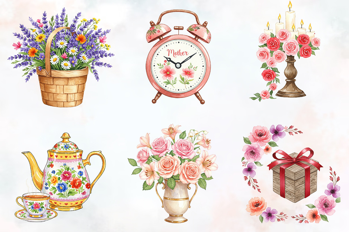 Charming Mother's Day Gift Clipart, a Seasonal Illustration by RobertsArt (Photo 2 of 7)