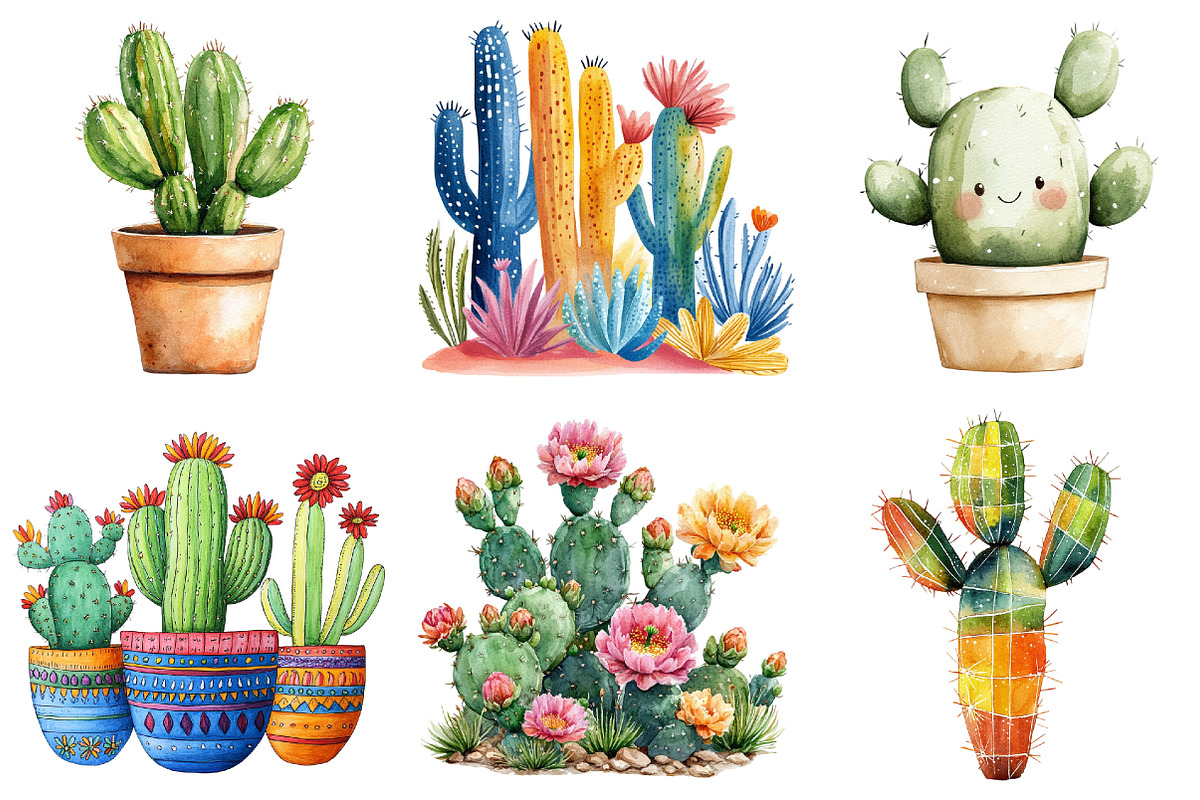 Cactus Flower Clipart Bundle, an Illustration by Pixels.Craft (Photo 6 of 6)