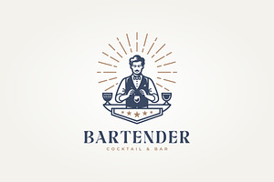classic bar and eatery with bartende, a Branding & Logo Template by Blazybone
