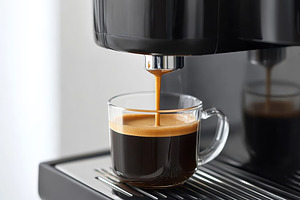 Espresso coffee being brewed in a mo, a Photo by Iftikhar Alam