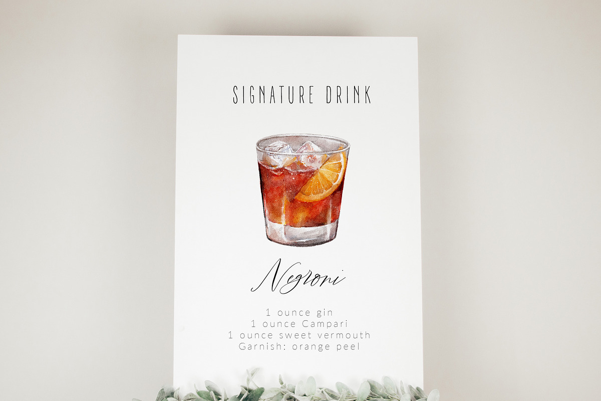 Watercolor Style Cocktails Set, a Food Illustration by White Letters (Photo 6 of 6)