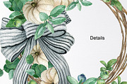 Watercolor Pumpkin wreath clipart, an Illustration by yana.fefelova (Thumbnail 4 of 5)