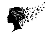 Woman Butterfly Hair Silhouette, an Object 3D Model by yasushie (Thumbnail 5 of 31)