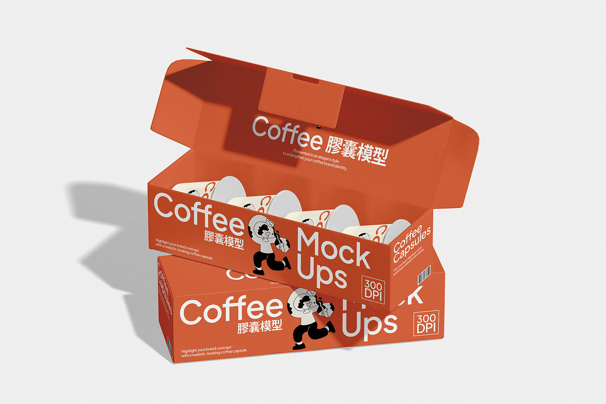 Box with Coffee Capsules Mockup, a Packaging Mockup by Unerispace (Photo 2 of 5)