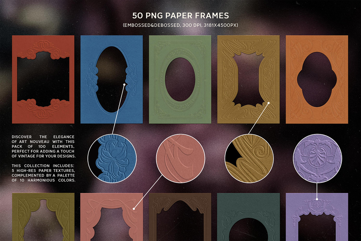 Art Nouveau Papers & Frames, a Texture Graphic by pixelbuddha.net (Photo 6 of 13)