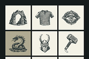 Vintage Viking Art Icon Set, a Person Illustration by Creative Stall (Thumbnail 7 of 9)