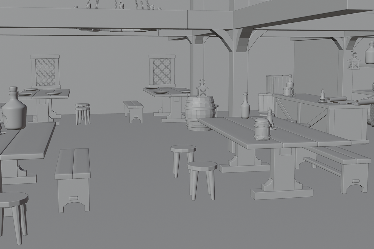 Stylized Medieval Tavern Room 3D, a Scene 3D Model by Dudukbersama (Photo 3 of 3)