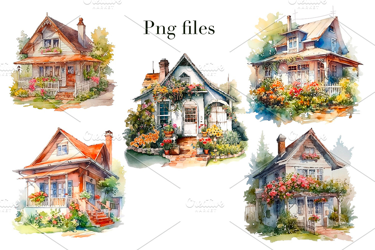 Cottages and gazebos, watercolor, an Object Illustration by AkvarelRiver (Photo 4 of 9)