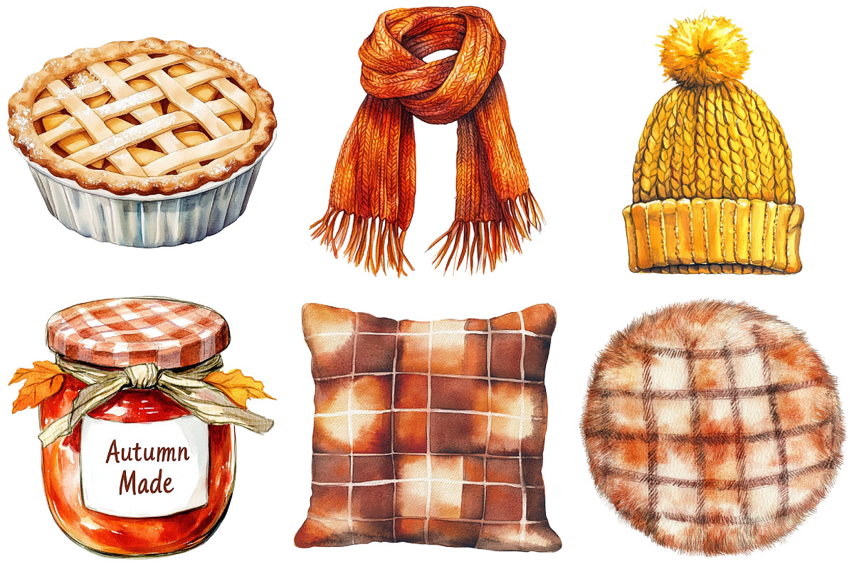 Watercolor Autumn Vibes Clipart, an Illustration by Craft Nest (Photo 2 of 6)