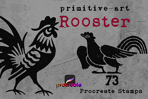 Procreate Rooster Stamps.