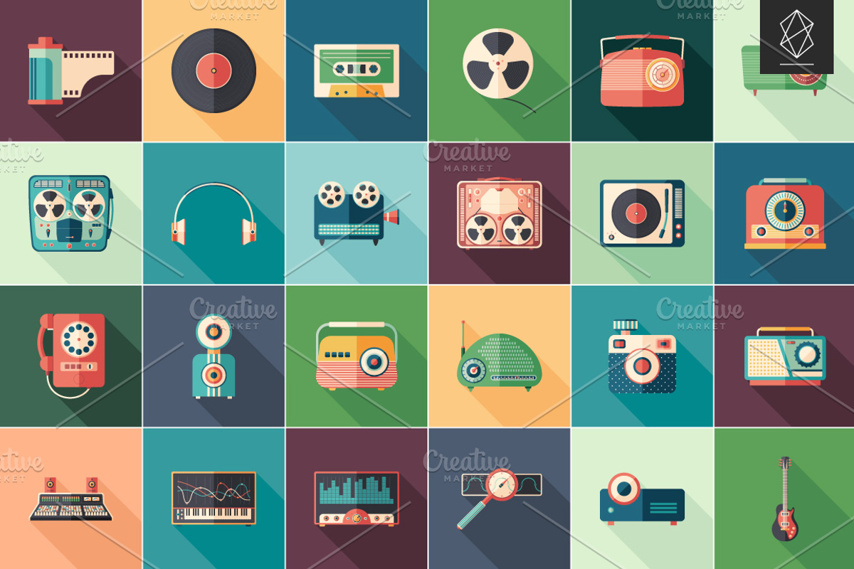 100 Multimedia world flat icons set, an Icon by Yury Velikanov (Photo 2 of 5)