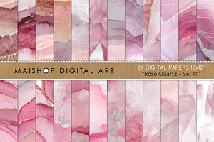 Seamless Rose Quartz Digital Papers