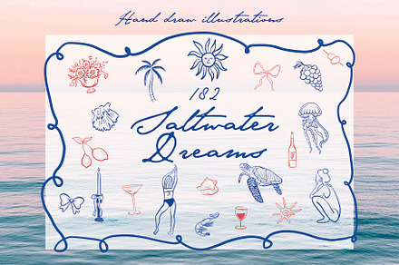 Whimsical Saltwater Dreams Line Art, an Object Graphic by Lidberia
