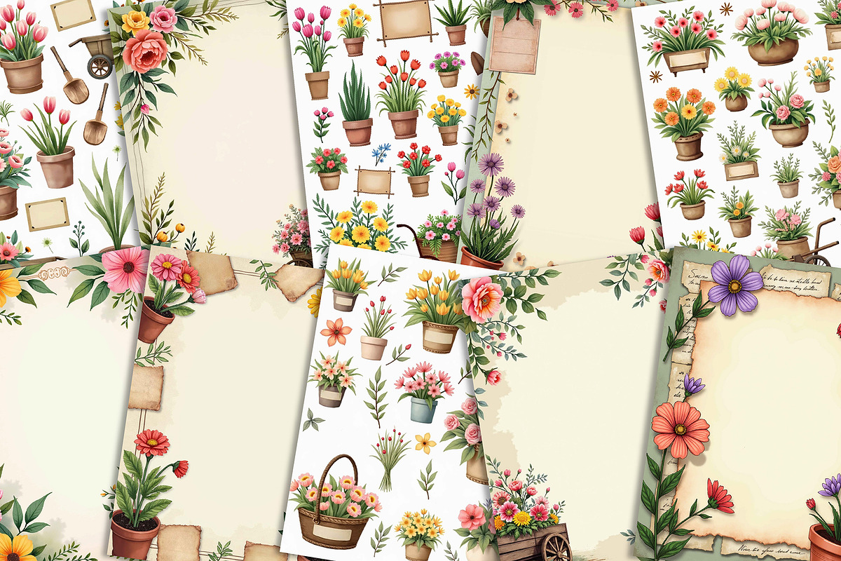 Floral Market Junk Journal Kit, a Background Graphic by Printable Pretty Studio (Photo 2 of 3)