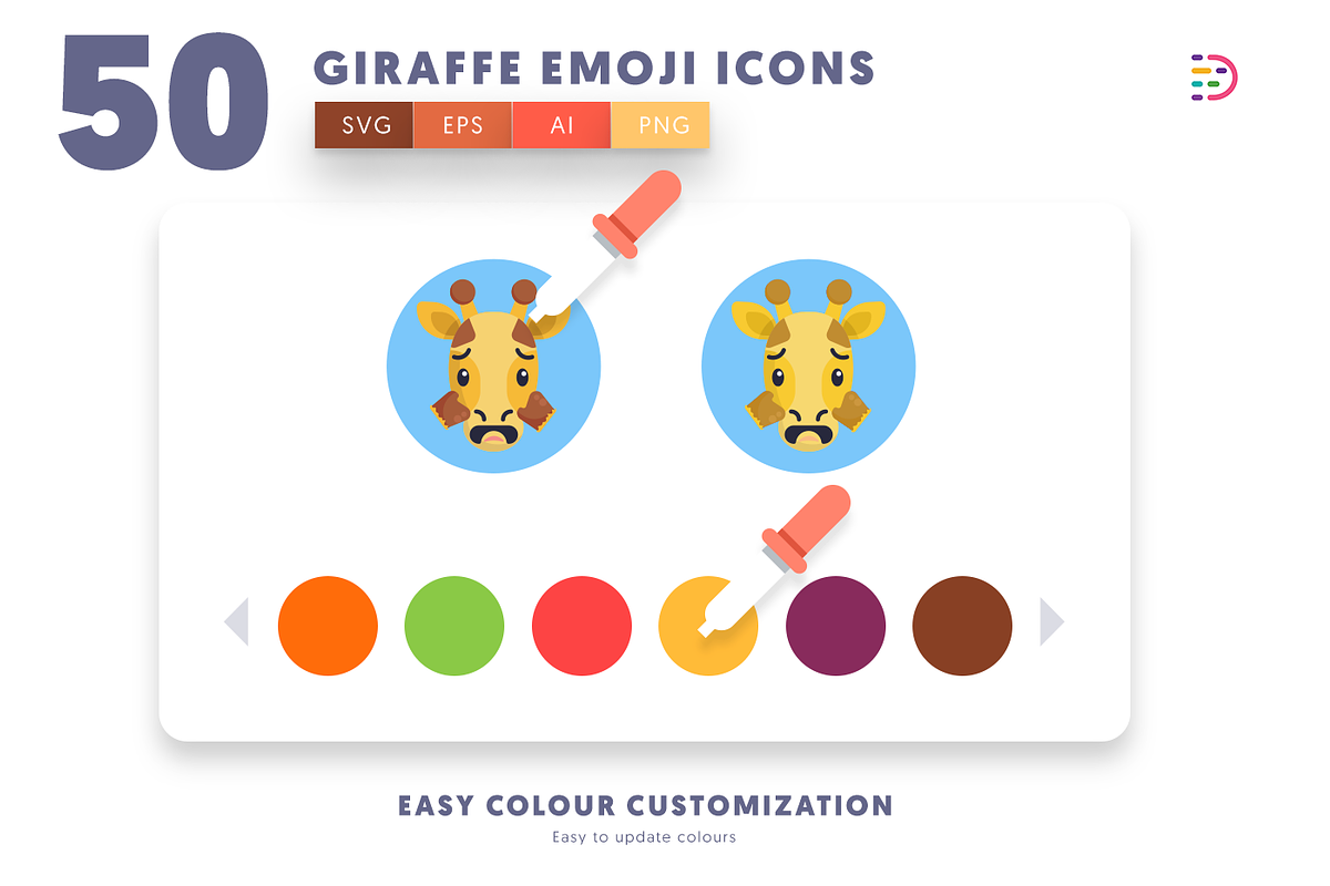50 Giraffe Emoji Icons, an Emoji Icon by Dighital (Photo 8 of 10)
