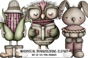 Whimsical Thanksgiving Clipart Bundl, an Illustration by DreamPrint404