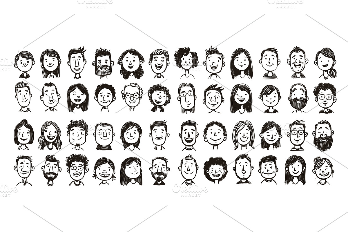 Child drawing portraits. Kid face, a Person Illustration by Stock-Smart-Start