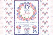4th of July Watercolor Clipart, an Illustration by TheHappyGiftArt (Thumbnail 1 of 9)