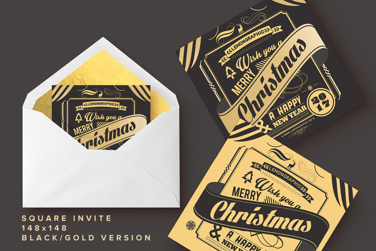 Christmas Typography Card Design, an Invitation Template by www.lemongraphic.design (Photo 4 of 7)