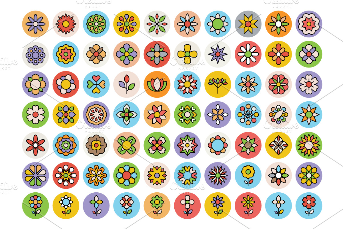 150 Flowers and Floral Vector Icons preview 2