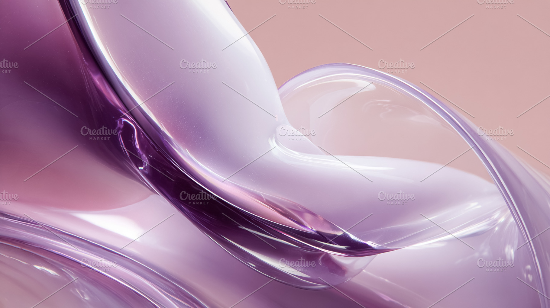 Abstract flowing waves blending light lavender, soft purple, and clear transpar, a Photo by Studio ANNA