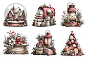 Watercolor Vintage Christmas Clipart, a Seasonal Illustration by Creative Art (Thumbnail 5 of 7)