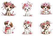 Whimsical Spring Dogs Clipart, an Illustration by CreationArt (Thumbnail 2 of 7)