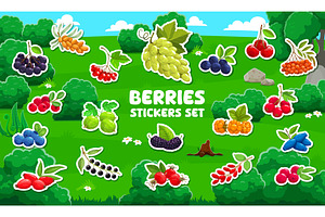 Cartoon garden and forest berries, a Food Illustration by Vector Tradition