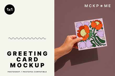 Square 1x1 greeting card mockup, a Merchandise Mockup by MCKP*ME