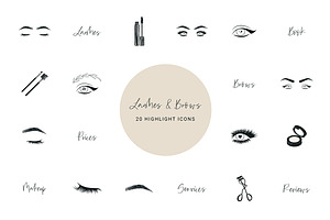Lashes And Brows Highlight Icons