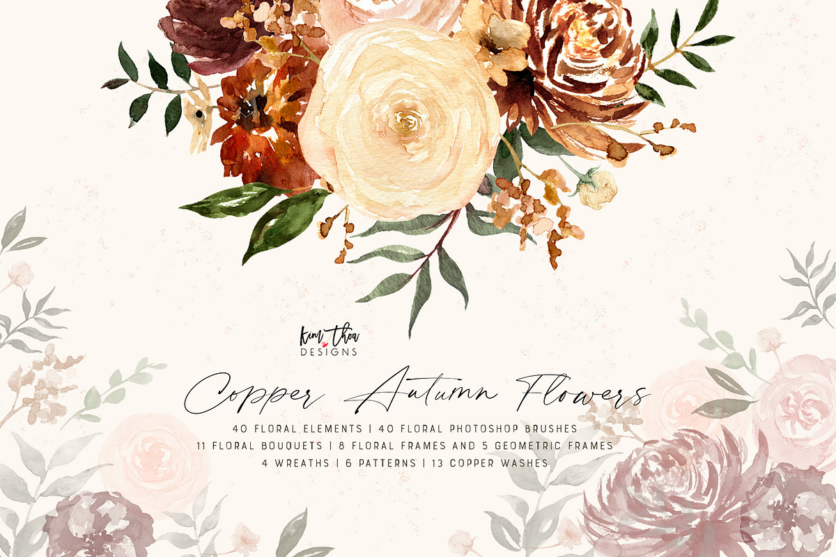 Copper Autumn Flowers, an Illustration by Kim Thoa Designs (Photo 1 of 10)